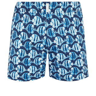 Hombre Autros Estampado - Bañador elástico con cintura lisa y estampado Batik Fishes para hombre, Azul marino vista frontal