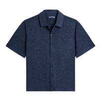 Hombre Autros Liso - Camisa unisex en lino de color liso, Navy heather vista frontal