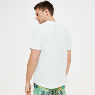 Hombre Autros Liso - Camiseta de algodón orgánico de color liso para hombre, Glacier vista trasera desgastada