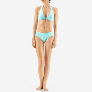 Women Tops Graphic - Stripped Terry bikini top, Lagoon frontworn Women Tops Graphic - Stripped Terry bikini top, Lagoon frontworn