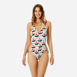 Women Trikini Printed - Women trikini one piece swimsuit Hong Kong, Mint frontworn Women Trikini Printed - Women trikini one piece swimsuit Hong Kong, Mint frontworn
