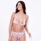 Donna 019 Stampato - Top bikini donna Rainbow Flowers, Cyclamen vista frontale indossata