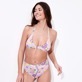 Mujer 019 Estampado - Top de bikini con estampado Rainbow Flowers para mujer, Cyclamen vista frontal desgastada Mujer 019 Estampado - Top de bikini con estampado Rainbow Flowers para mujer, Cyclamen vista frontal desgastada