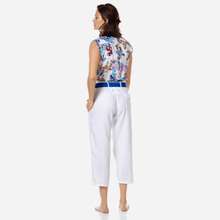 Femme AUTRES Uni - Pantalon en Lin Femme Uni, Blanc backworn Femme AUTRES Uni - Pantalon en Lin Femme Uni, Blanc backworn
