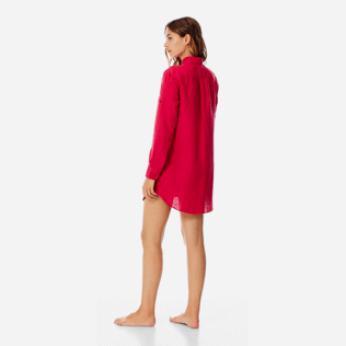 Donna Altri Unita - Camicia lunga donna in lino tinta unita, Ribes backworn Donna Altri Unita - Camicia lunga donna in lino tinta unita, Ribes backworn