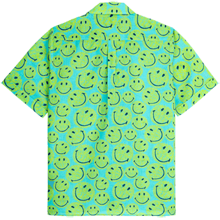 Herren Andere Bedruckt - Turtles Smiley Bowling-Hemd aus Leinen und Baumwolle für Herren – Vilebrequin x Smiley®, Lazulii blue Rückansicht