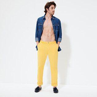 Men Others Solid - Men Elastic Belt Pants, Curry frontworn Men Others Solid - Men Elastic Belt Pants, Curry frontworn