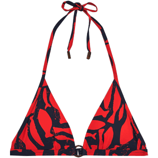 Women Tops Printed - Silex Fishes Triangle shape bikini top, Poppy red front Women Tops Printed - Silex Fishes Triangle shape bikini top, Poppy red front