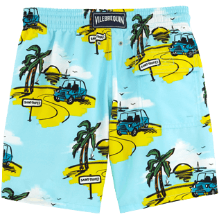 Men Classic / Moorea Printed - Sunny Car Swim shorts, Frosted blue back Men Classic / Moorea Printed - Sunny Car Swim shorts, Frosted blue back