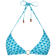 Mujer Halter Estampado - Top de bikini anudado alrededor del cuello con estampado Micro Waves para mujer, Lazulii blue vista frontal