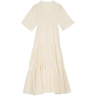 Mujer Autros Liso - Vestido midi de algodón en color liso para mujer, Blanco tiza vista trasera