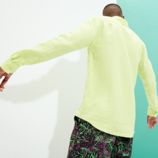 Men Others Solid - Men Linen Shirt Solid, Coriander backworn Men Others Solid - Men Linen Shirt Solid, Coriander backworn