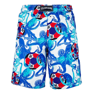 Hombre Corte Largo Estampado - Bañador con estampado Soccer Turtles para hombre, Blanco back Hombre Corte Largo Estampado - Bañador con estampado Soccer Turtles para hombre, Blanco back