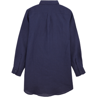 Mujer Autros Liso - Camisa larga de lino, Azul marino back Mujer Autros Liso - Camisa larga de lino, Azul marino back