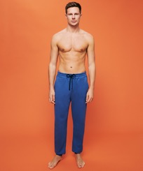 Men Others Solid - Men Jogger Cotton Pants Solid, Sea blue front worn view