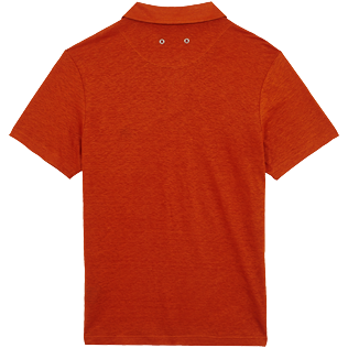 Men Others Solid - Men Linen Jersey Polo Shirt Solid, Paprika back Men Others Solid - Men Linen Jersey Polo Shirt Solid, Paprika back