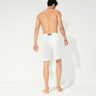 Men Others Solid - Unisex Terry Jacquard Bermuda shorts, Chalk back worn view