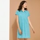 Women Others Solid - Women Linen Long Polo Dress Solid, Heather azure front worn view