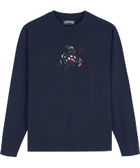Uomo Altri Ricamato - T-shirt uomo con logo stampato in velluto a coste Neo Medusa, Blu marine vista frontale