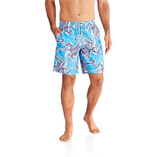 Men Long classic Printed - Men Swimwear Long Vintage Octopus, Royal blue frontworn Men Long classic Printed - Men Swimwear Long Vintage Octopus, Royal blue frontworn