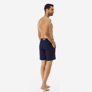 Men Long classic Solid - Solid Long Cut Swim shorts, Navy backworn Men Long classic Solid - Solid Long Cut Swim shorts, Navy backworn