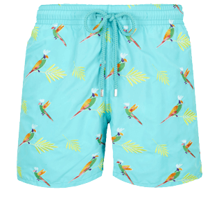 Hombre Clásico Bordado - Men Swimwear Embroidered Multicolore Parrots - Limited Edition, Lazulii blue front Hombre Clásico Bordado - Men Swimwear Embroidered Multicolore Parrots - Limited Edition, Lazulii blue front