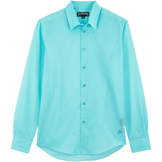 Autros Liso - Camisa en gasa de algodón de color liso unisex, Lazulii blue front Autros Liso - Camisa en gasa de algodón de color liso unisex, Lazulii blue front