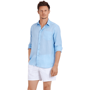 Men Others Solid - Men Linen Shirt Solid, Sky blue supp3 Men Others Solid - Men Linen Shirt Solid, Sky blue supp3