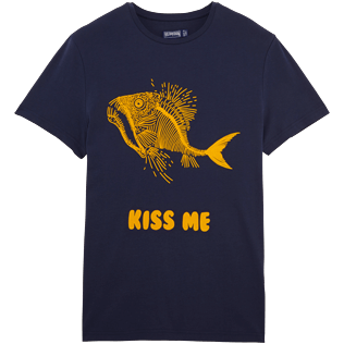 Donne T-Shirt Stampato - T-shirt girocollo Prehistoric Fish, Blu marine front Donne T-Shirt Stampato - T-shirt girocollo Prehistoric Fish, Blu marine front
