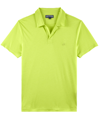 Men Others Solid - Men Tencel Polo Shirt Solid, Lemongrass front view