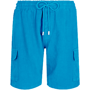 Herren Andere Uni - Einfarbige Leinen-Bermudashorts mit Cargotaschen für Herren, Star anise front Herren Andere Uni - Einfarbige Leinen-Bermudashorts mit Cargotaschen für Herren, Star anise front