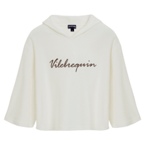 Damen Andere Uni - Jacquard-Sweatshirt aus Frottee, Chalk Vorderansicht