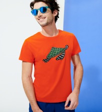 Hombre Autros Estampado - Camiseta de algodón con estampado Turtle Swim para hombre, Nispero vista frontal desgastada