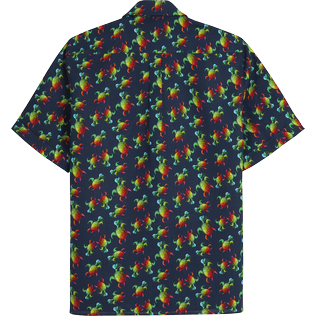Uomo Altri Stampato - Camicia uomo bowling in lino Tortues Rainbow Multicolor - Vilebrequin x Kenny Scharf, Blu marine vista posteriore