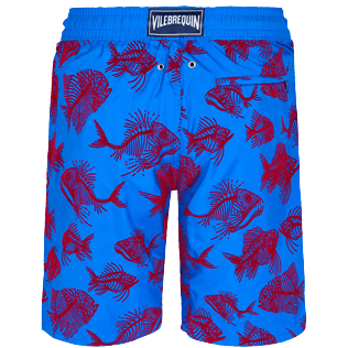 Picture of Men Long classic Printed - Men Swim Trunks Long 2018 Prehistoric Fish Flocked, Sea blue back view Picture of Men Long classic Printed - Men Swim Trunks Long 2018 Prehistoric Fish Flocked, Sea blue back view