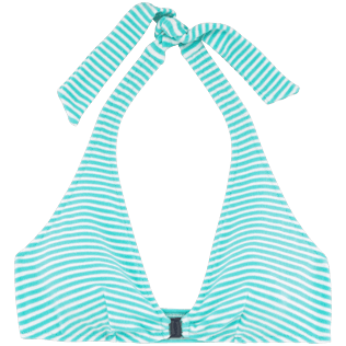 Women Tops Graphic - Stripped Terry bikini top, Lagoon front Women Tops Graphic - Stripped Terry bikini top, Lagoon front