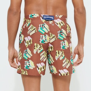 Men Swimwear Monogram 3D - Vilebrequin x Palm Angels Nocciola vista indossata posteriore