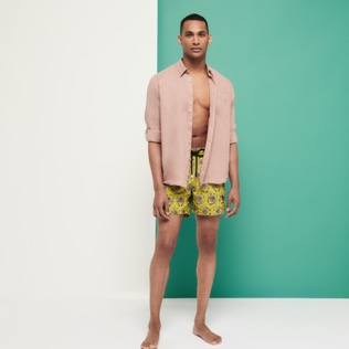 Hombre Autros Liso - Camisa de lino con tinte natural para hombre, Dew detalles vista 8