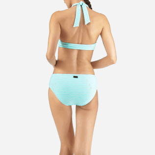 Damen Unterteile Grafisch - Gestreifte Bikinihose aus Frottee, Lagune supp2 Damen Unterteile Grafisch - Gestreifte Bikinihose aus Frottee, Lagune supp2