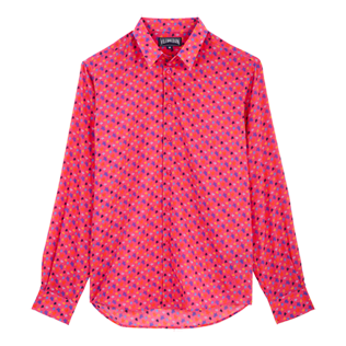Picture of Men Others Printed - Men Cotton Voile Summer Shirt Micro Ronde Des Tortues, Shocking pink front view Picture of Men Others Printed - Men Cotton Voile Summer Shirt Micro Ronde Des Tortues, Shocking pink front view