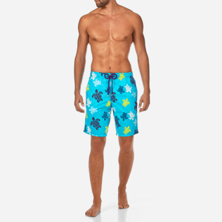 Men Long classic Printed - Tortues Multicolores Long Cut Swim shorts, Azure frontworn Men Long classic Printed - Tortues Multicolores Long Cut Swim shorts, Azure frontworn