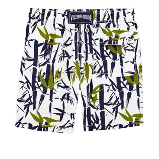 Niños Corte Clásico Estampado - Bañador con estampado Bamboo Song para niño, Blanco back Niños Corte Clásico Estampado - Bañador con estampado Bamboo Song para niño, Blanco back