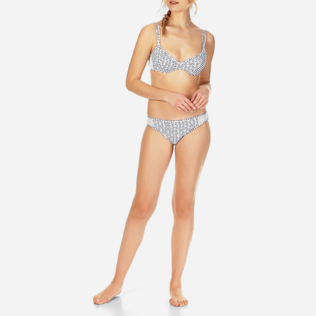 Damen Klassische Höschen Bedruckt - Modernist Fish Bikinihose mit hohem Beinschnitt für Damen, Weiss frontworn Damen Klassische Höschen Bedruckt - Modernist Fish Bikinihose mit hohem Beinschnitt für Damen, Weiss frontworn
