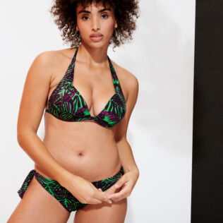 Picture of Women Halter Printed - Women Halter Bikini Top Madrague, Grass green front worn view Picture of Women Halter Printed - Women Halter Bikini Top Madrague, Grass green front worn view