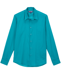 Unisex Cotton Voile Lightweight Shirt Solid Emerald front view