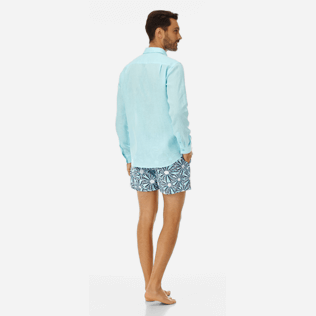 Men Others Solid - Men Linen Shirt Solid, Aquamarine backworn Men Others Solid - Men Linen Shirt Solid, Aquamarine backworn