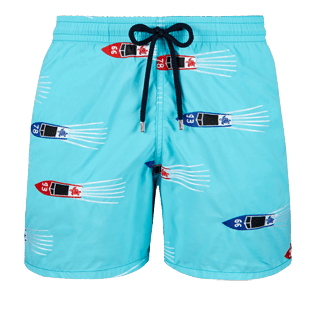 Hombre 017 Bordado - Bañador bordado con estampado Monaco para hombre - Edición limitada, Azul tropezien front Hombre 017 Bordado - Bañador bordado con estampado Monaco para hombre - Edición limitada, Azul tropezien front