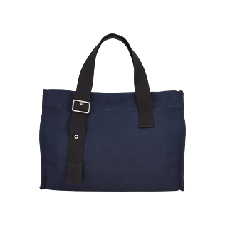 Bags Liso - Bolsa de playa pequeña de algodón con estampado liso, Azul marino back Bags Liso - Bolsa de playa pequeña de algodón con estampado liso, Azul marino back