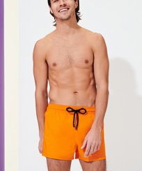 Men Others Solid - Men Swimwear Short and Fitted Stretch Solid, Apricot front worn view