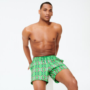 Men Swim Trunks Embroidered Sweet Fishes - Limited Edition Grass green details view 2